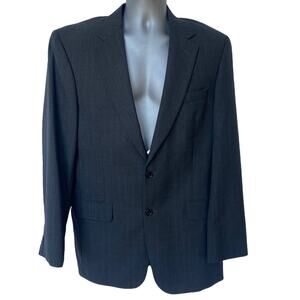 JoS. A. Bank Pinstriped Blazer Gray Jacket Sport Coat 100% Wool Men's Size 40 LG